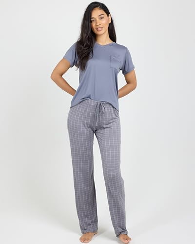 Real Essentials 2-Pack Women's Pajama Set: Short Sleeve with Pocket or Long Sleeve
