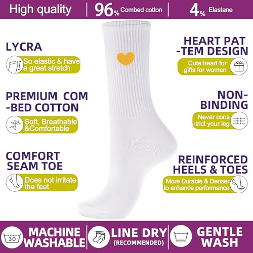 Inhees Women's Cute Cotton Above Ankle Bootie Socks - 6-Pair Heart Design