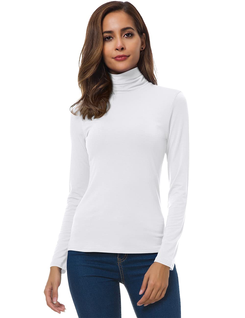 VOBCTY Women's Slim Fitted Long Sleeve Turtleneck Active Shirt