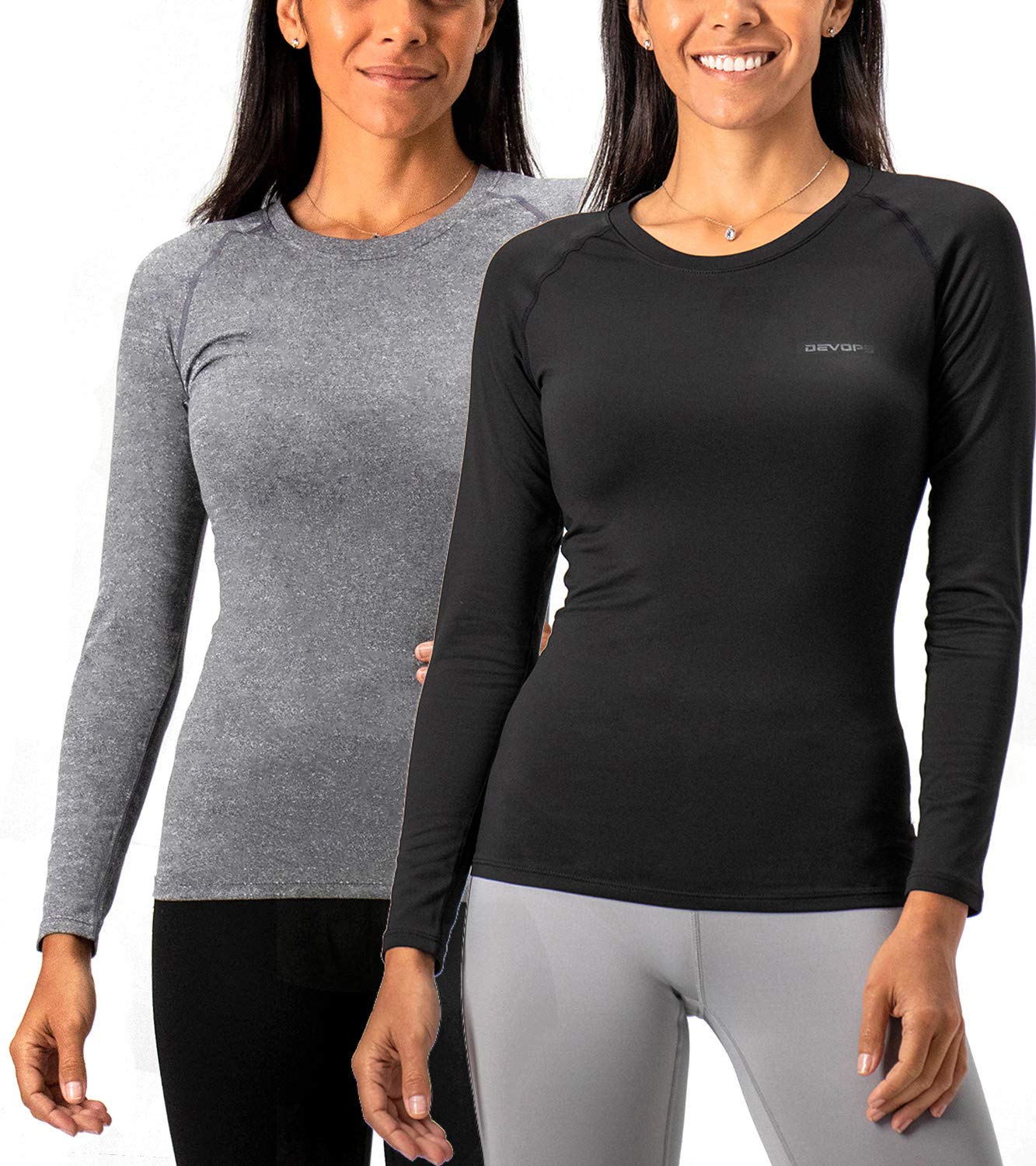 Devops Women's 2 Pack Thermal Long Sleeve Compression Tops