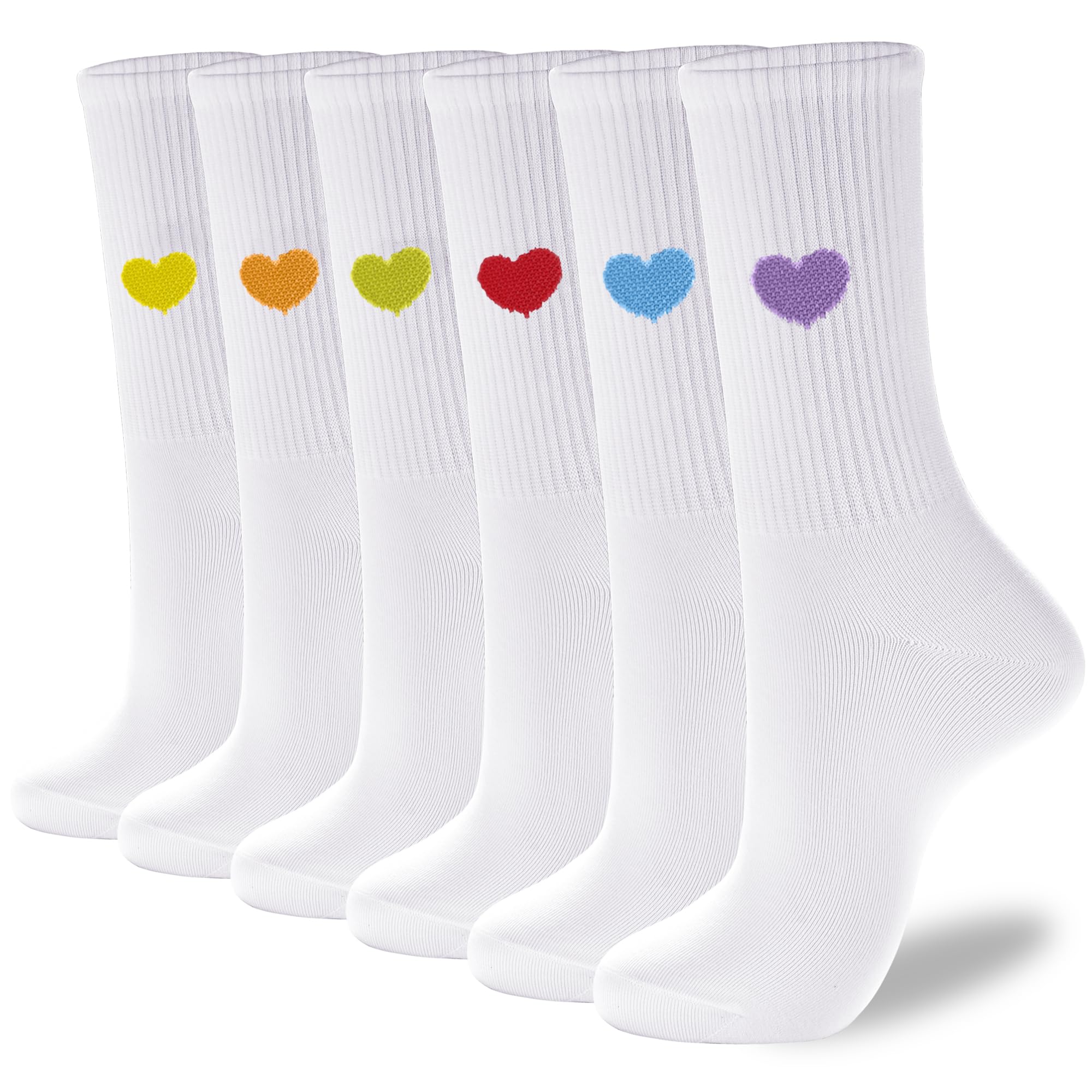 Inhees Women's Cute Cotton Above Ankle Bootie Socks - 6-Pair Heart Design