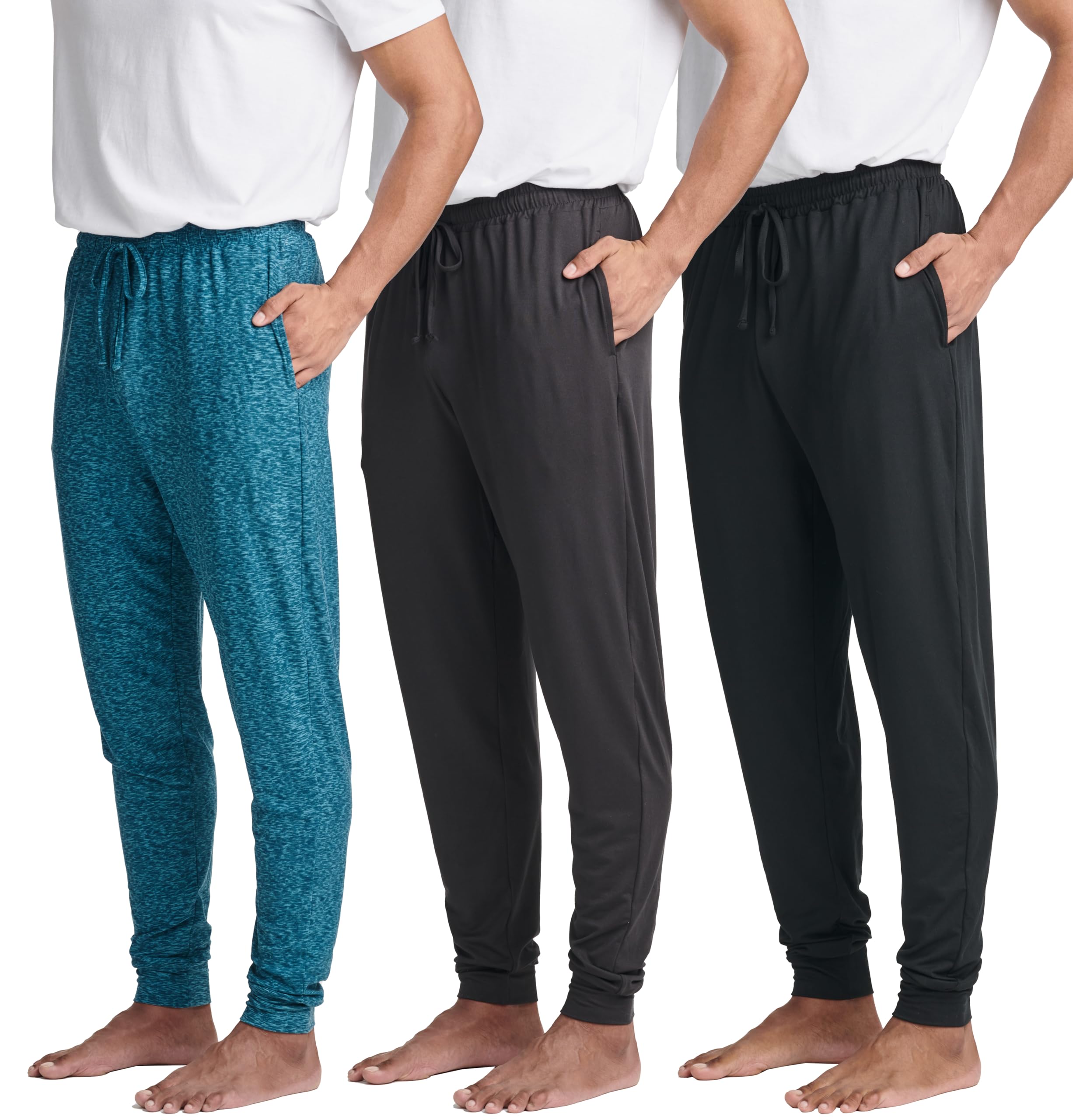 Real Essentials 3 Pack Men's Soft Lounge Sleep Joggers Pajama Pants (Big & Tall)